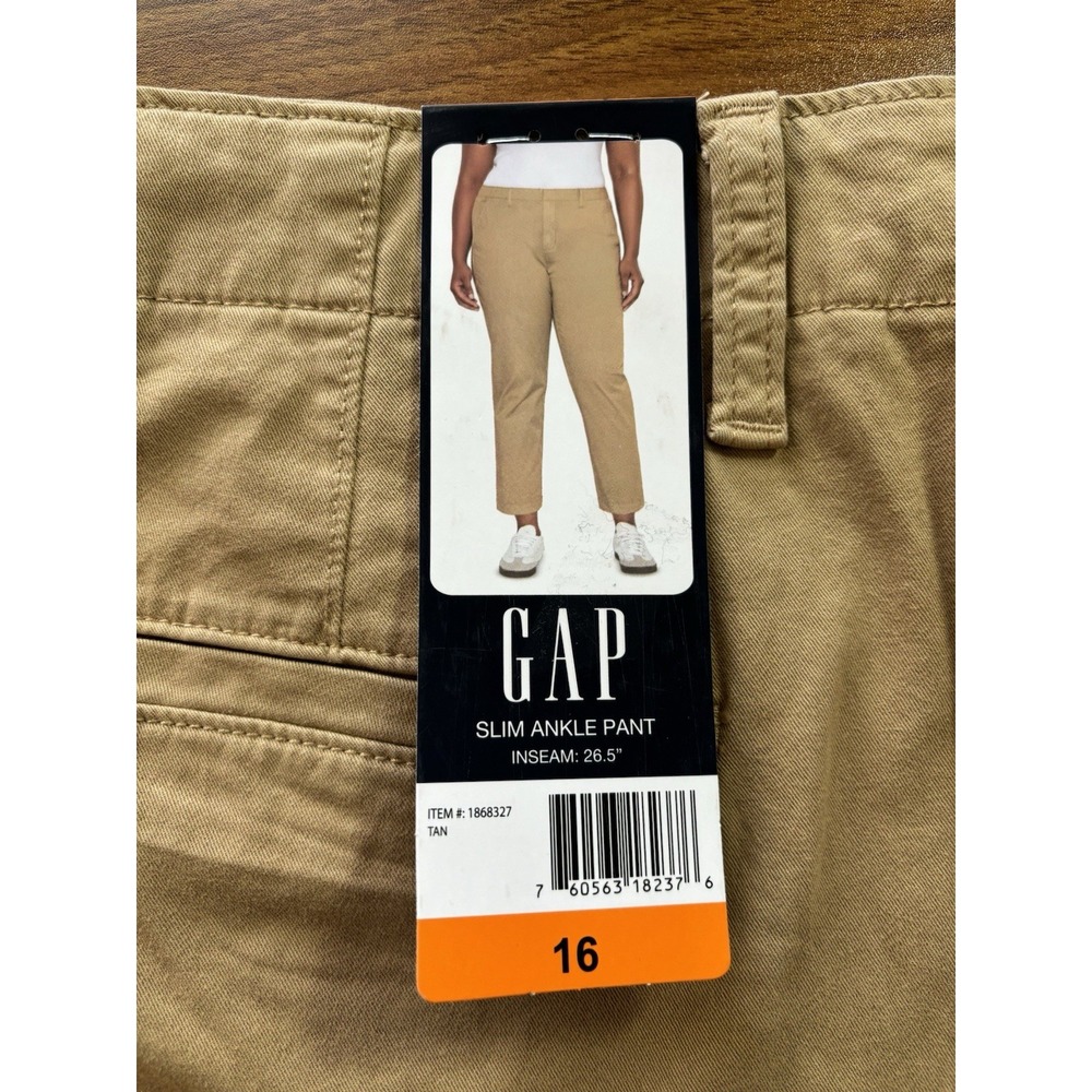 Gap Women's Stretch Cotton Slim Ankle Pants Tan Khakis 19 NWT